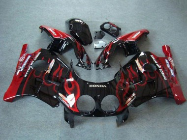 Best 1990-1998 Honda CBR250RR MC22 Motorcycle Fairings - Glossy Black Red Flame