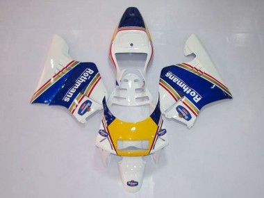Best 1994-1996 Honda NSR250R MC28 P4 Motorcycle Fairings - White Blue Yellow Gold Rothmans
