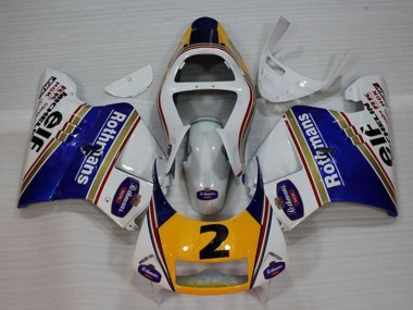 Best 1994-1996 Honda NSR250R MC28 P4 Motorcycle Fairings - White Blue Yellow Gold Rothmans Elf 2