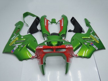 Best 1994-1997 Kawasaki ZX9R Motorcycle Fairings - Green Red Elf Dunlop