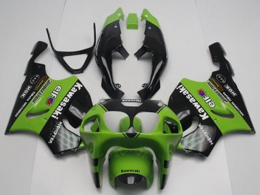 Best 1996-2003 Kawasaki ZX7R Motorcycle Fairings - Green Glossy Black Monster Elf