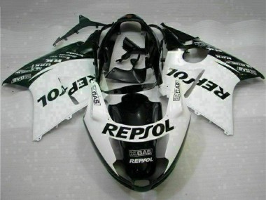 Best 1996-2007 Honda CBR1100XX Blackbird Motorcycle Fairings - White Glossy Black Repsol