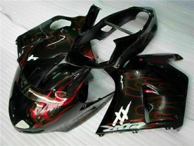 Best 1996-2007 Honda CBR1100XX Blackbird Abs Motorcycle Fairing - Glossy Black Red Flame