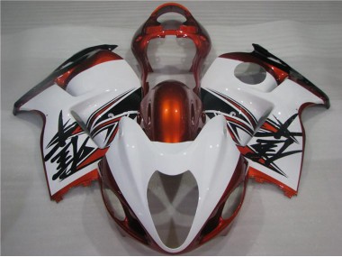 Best 1996-2007 Suzuki GSXR 1300 Hayabusa Motorcycle Fairings - White Orange Black
