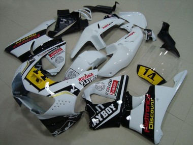 Best 1998-1999 Honda CBR900RR 919 Motorcycle Fairings - White Yellow Glossy Black Playboy 14