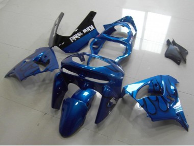 Best 1998-1999 Kawasaki ZX9R Motorcycle Fairings - Blue Black Flame