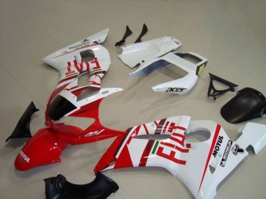 Best 1998-2002 Yamaha YZF R6 Motorcycle Fairings - White Red Fiat Motul Michelin