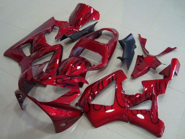 Best 2000-2001 Honda CBR900RR 929 Motorcycle Fairings - Red Glossy Black Flame