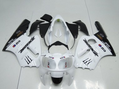Best 2000-2001 Kawasaki ZX12R Motorcycle Fairings - White Black Elf Monster