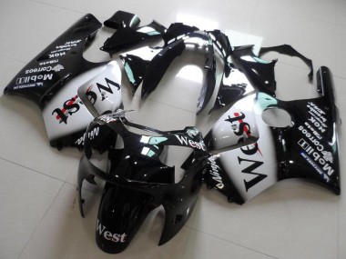 Best 2000-2001 Kawasaki ZX12R Motorcycle Fairings - Glossy Black White West
