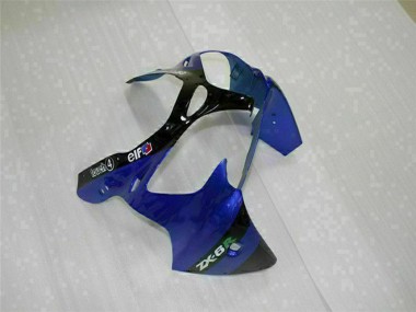 Best 2000-2002 Kawasaki ZX6R Motorcycle Fairings - Blue Glossy Black Elf Bridgestone