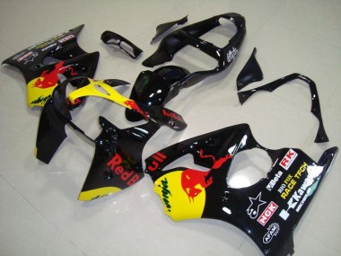 Best 2000-2002 Kawasaki ZX6R Motorcycle Fairings - Glossy Black Yellow Red Bull