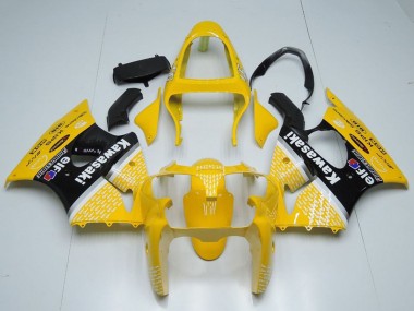 Best 2000-2002 Kawasaki ZX6R Motorcycle Fairings - Yellow White Black Elf Bridgestone