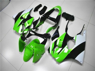 Best 2000-2002 Kawasaki ZX6R Motorcycle Fairing Kits - Green White Black