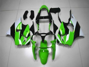 Best 2000-2002 Kawasaki ZX6R Motorcycle Fairing Kits - Green White Black