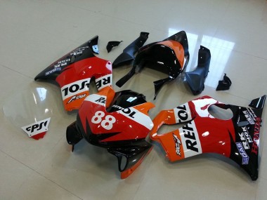 Best 2001-2003 Honda CBR600 F4i Motorcycle Fairings - Orange White Red Glossy Black Racing Repsol 88