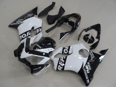 Best 2001-2003 Honda CBR600 F4i Motorcycle Fairings - White Glossy Black Repsol
