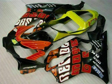 Best 2001-2003 Honda CBR600 F4i Motorcycle Fairings - Yellow Orange Glossy Black Rossi 46