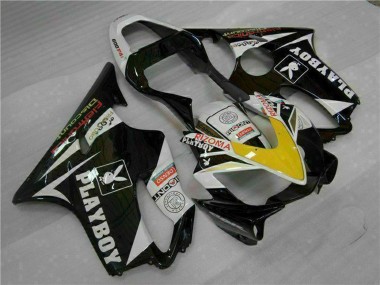 Best 2001-2003 Honda CBR600 F4i Motorcycle Fairings - White Yellow Glossy Black Playboy