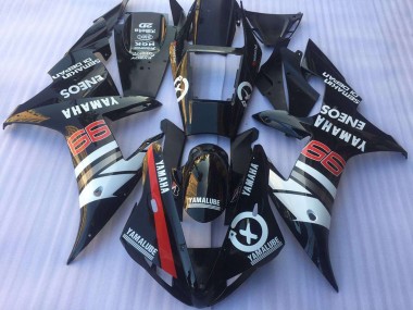 Best 2002-2003 Yamaha YZF R1 Motorcycle Fairings - Glossy Black White Red Yamalube ENEOS