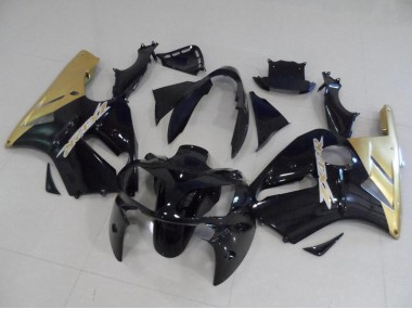 Best 2002-2006 Kawasaki ZX12R Motorcycle Fairing Kits - Glossy Black Gold