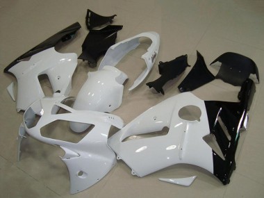 Best 2002-2006 Kawasaki ZX12R Motorcycle Fairing - White Glossy Black