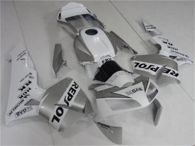 Best 2003-2004 Honda CBR600RR Motorcycle Fairing - White Silver Black Repsol