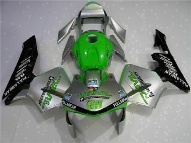 Best 2003-2004 Honda CBR600RR Motorcycle Fairing - Silver Green Glossy Black