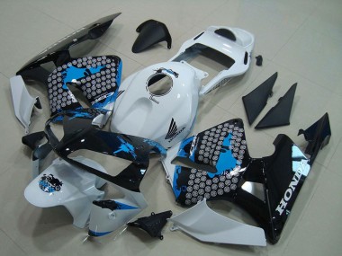 Best 2003-2004 Honda CBR600RR Motorcycle Fairing - White Blue Glossy Black