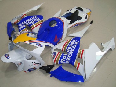 Best 2003-2004 Honda CBR600RR Motorcycle Fairings - White Blue Yellow Rothmans