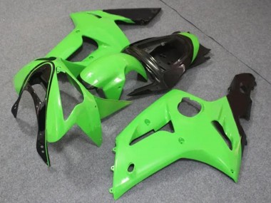 Best 2003-2004 Kawasaki ZX6R Motorcycle Fairings - Light Green Glossy Black