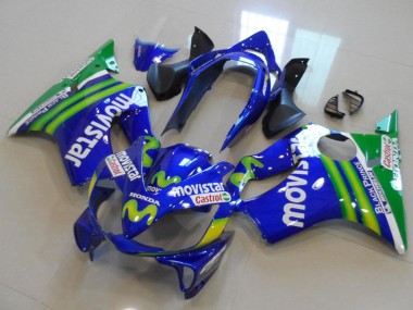 Best 2004-2007 Honda CBR600 F4i Motorcycle Fairings - Blue Green MoviStar Castrol