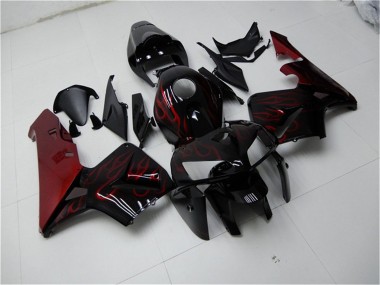 Best 2005-2006 Honda CBR600RR Motorcycle Fairing Kits - Glossy Black Red Flame