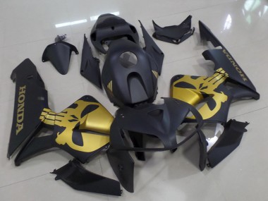 Best 2005-2006 Honda CBR600RR Motorcycle Fairings - Matte Black with Gold Skull