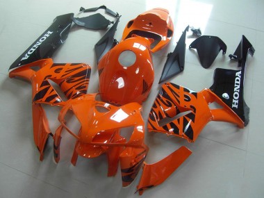 Best 2005-2006 Honda CBR600RR Motorcycle Fairings - Orange Black Flame