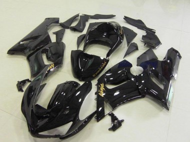 Best 2005-2006 Kawasaki ZX6R Motorcycle Fairings - Glossy Black Gold Decals