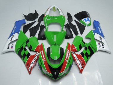 Best 2005-2006 Kawasaki ZX6R Motorcycle Fairings - White Green Red Blue Black Motocard