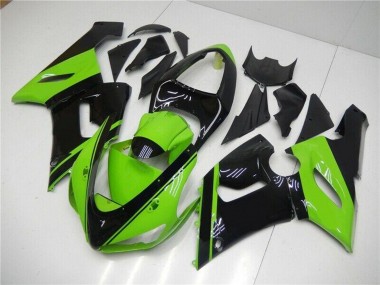 Best 2005-2006 Kawasaki ZX6R Motorcycle Fairing - Green Glossy Black