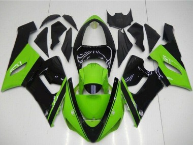 Best 2005-2006 Kawasaki ZX6R Motorcycle Fairing - Green Glossy Black