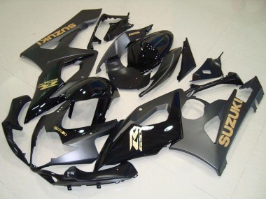 Best 2005-2006 Suzuki GSXR 1000 Motorcycle Fairings - Glossy Black Matte Black Gold Decal