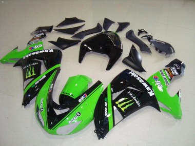 Best 2006-2007 Kawasaki ZX10R Motorcycle Fairings - Green Silver Glossy Black Monster