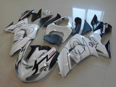 Best 2006-2007 Kawasaki ZX10R Motorcycle Fairings - White Black Red Motul Corona Extra