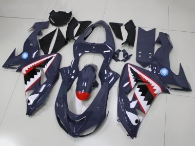 Best 2006-2007 Kawasaki ZX10R Motorcycle Fairings - Grey White Red Shark