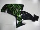 2006-2007 Kawasaki ZX10R Motorcycle Fairings - Glossy Black Green Flame