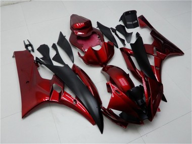 Best 2006-2007 Yamaha YZF R6 Motorcycle Fairing Kits - Red Matte Black
