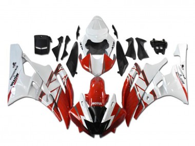 Best 2006-2007 Yamaha YZF R6 Motorcycle Fairings - White Red Black Motul Michelin