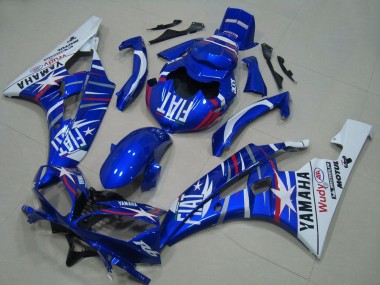 Best 2006-2007 Yamaha YZF R6 Motorcycle Fairings - White Blue Fiat Motul Michelin