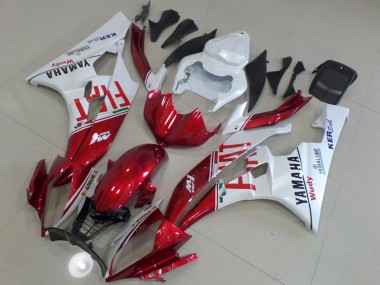 Best 2006-2007 Yamaha YZF R6 Motorcycle Fairings - White Red Fiat Yamalube