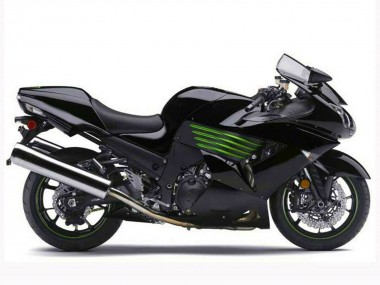 Best 2006-2011 Kawasaki ZX14R ZZR1400 Motorcycle Fairings - Glossy Black Green