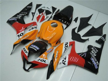Best 2007-2008 Honda CBR600RR Bike Fairings - Orange White Red Glossy Black Repsol